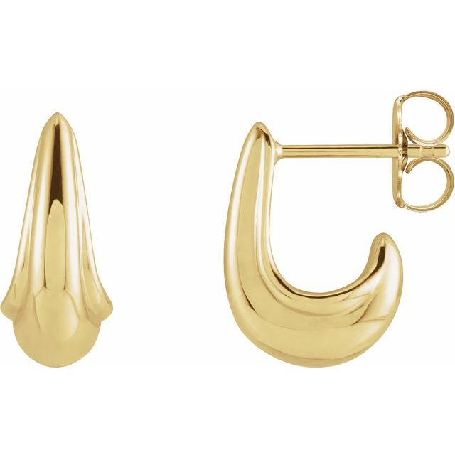 14K Tapered J-Hoop Earrings