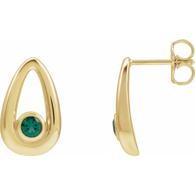 14K Lab-Grown Emerald Geometric Earrings