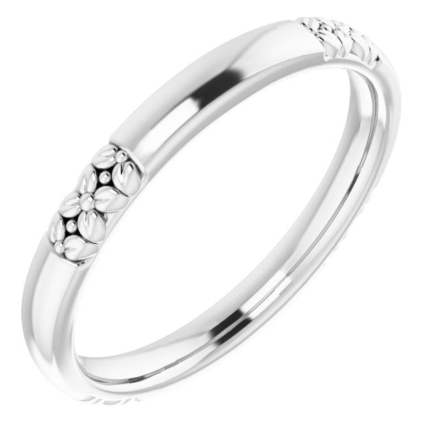Sterling Silver Floral Matching Band