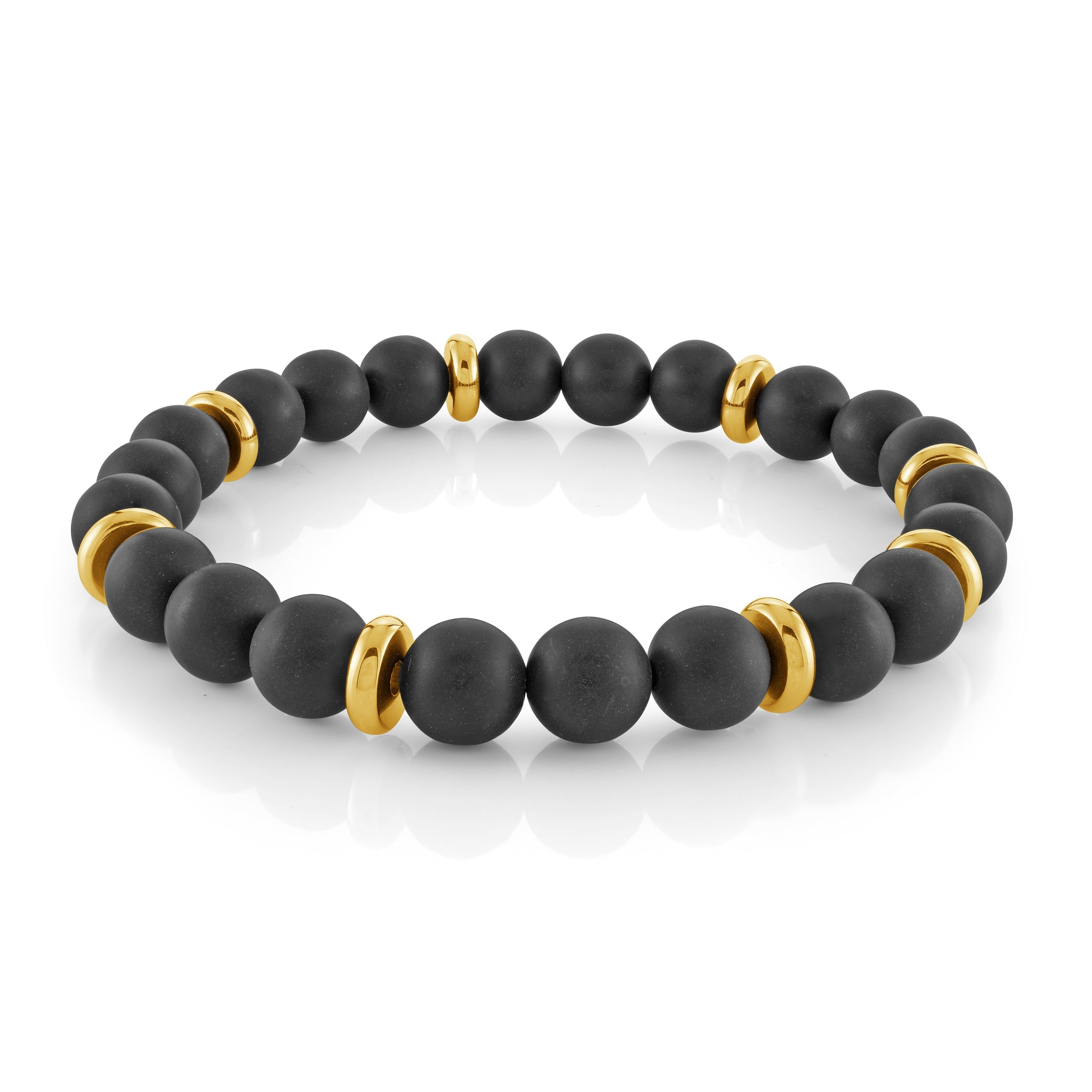 Gold Accent Black Beaded Bracelet