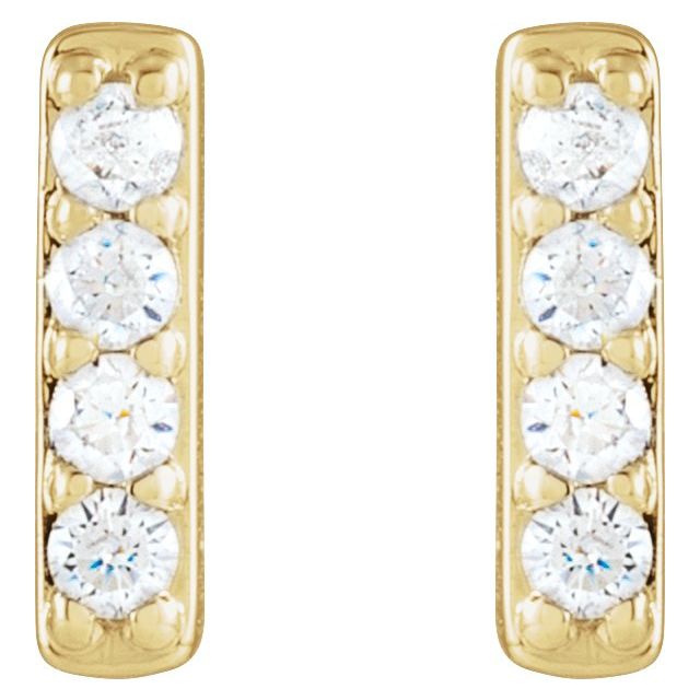 14K 1/8 CTW Natural Diamond Bar Earrings