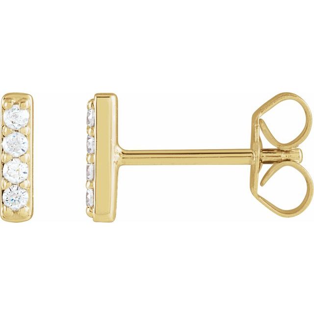 14K 1/8 CTW Natural Diamond Bar Earrings