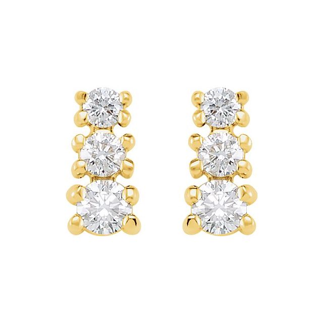 14K 3/8 CTW Natural Diamond Three-Stone Earrings