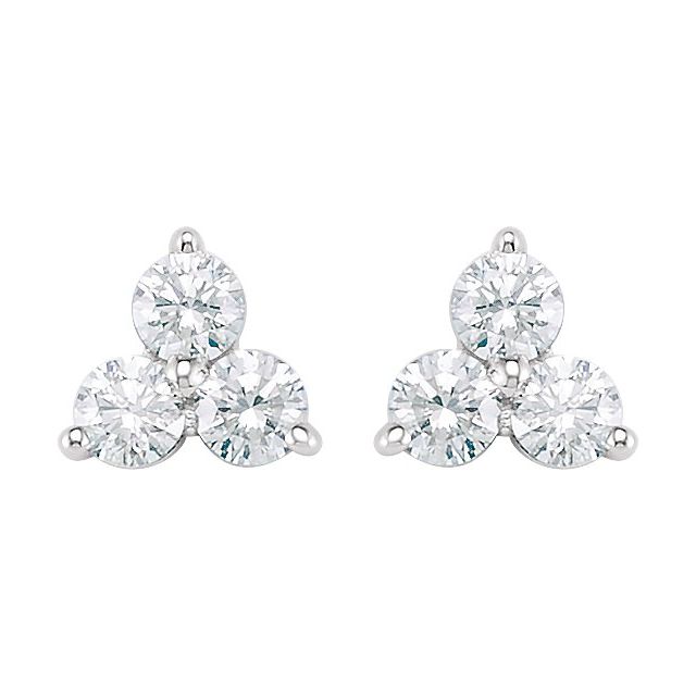 14K 1/3 CTW Natural Diamond Three-Stone Stud Earrings