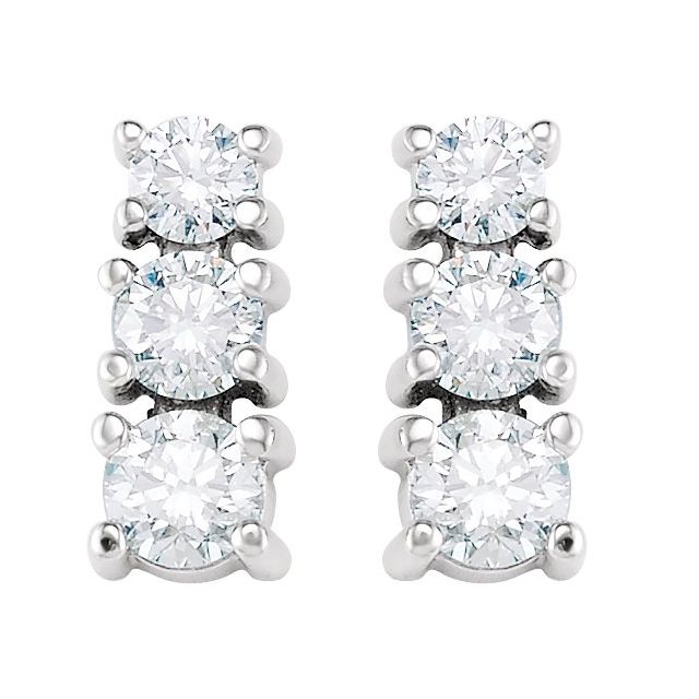 14K 7/8 CTW Natural Diamond Three-Stone Earrings