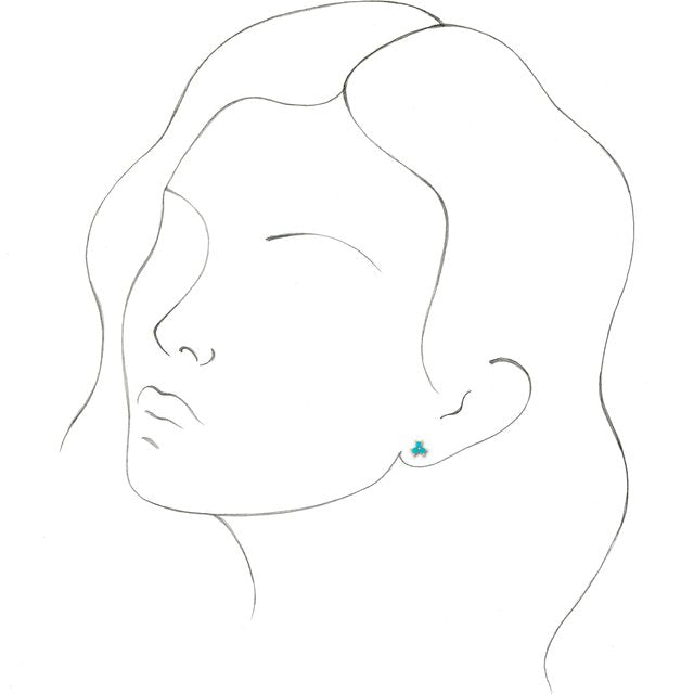14K Turquoise Three-Stone Cabochon Earrings