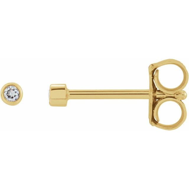 14K .02 CT Natural Diamond Micro Bezel-Set Stud Earring