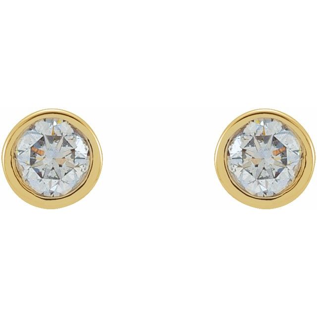 14K 1/8 CTW Natural Diamond Micro Bezel-Set Earrings