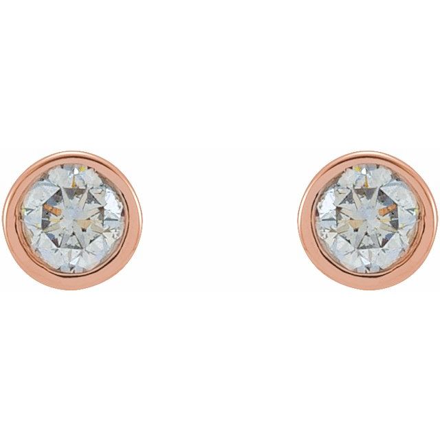 14K 1/8 CTW Natural Diamond Micro Bezel-Set Earrings