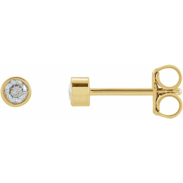 14K 1/8 CTW Natural Diamond Micro Bezel-Set Earrings