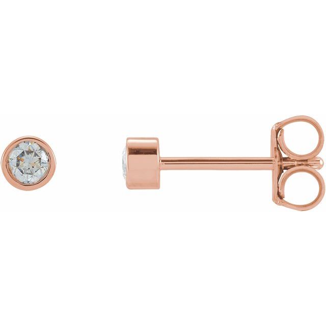 14K 1/8 CTW Natural Diamond Micro Bezel-Set Earrings