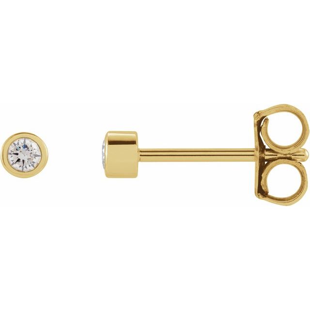 14K .03 CT Natural Diamond Micro Bezel Single Stud Earring