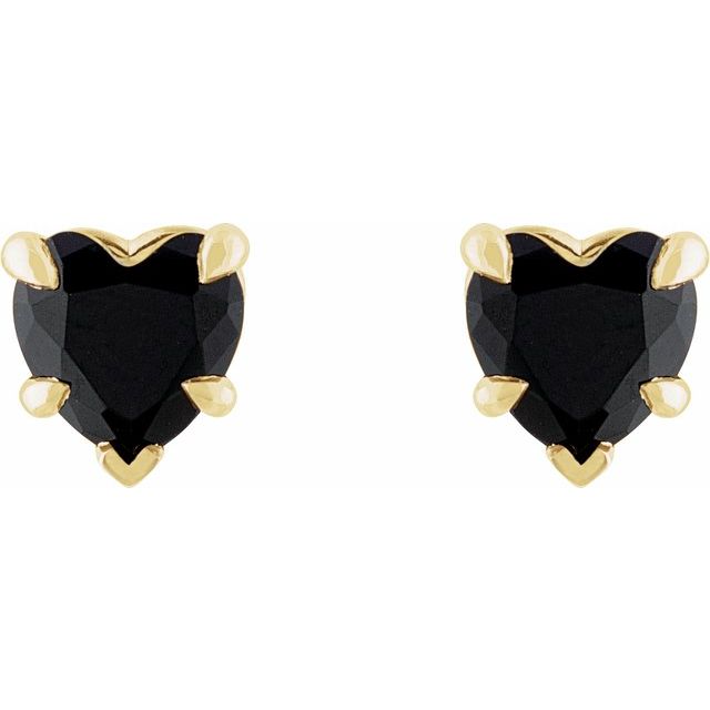 14K Natural Black Onyx Stud Earrings