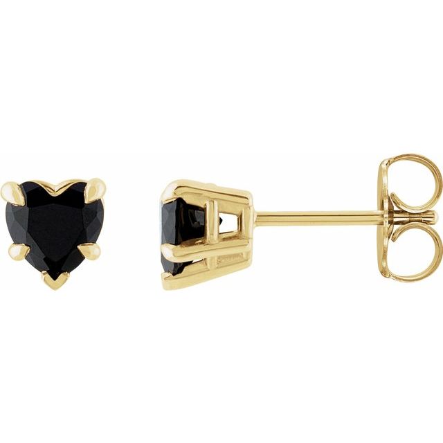14K Natural Black Onyx Stud Earrings