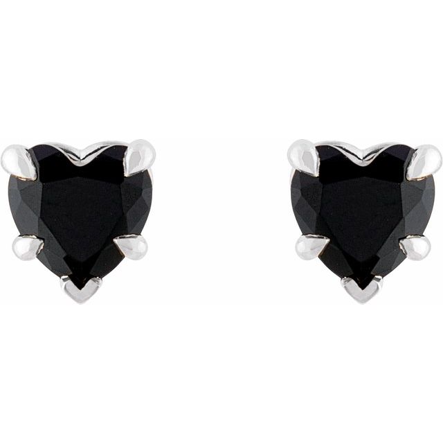 Sterling Silver Natural Black Onyx Stud Earrings