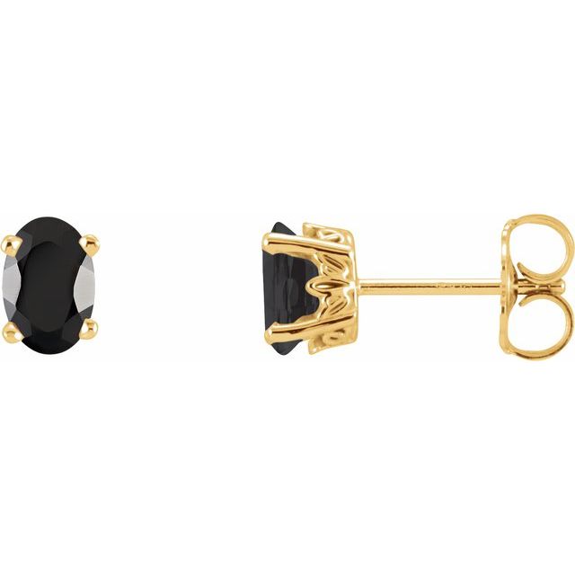 14K Natural Black Onyx Earrings