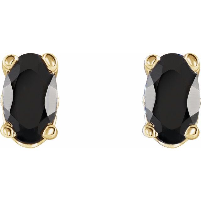 14K Natural Black Onyx Earrings