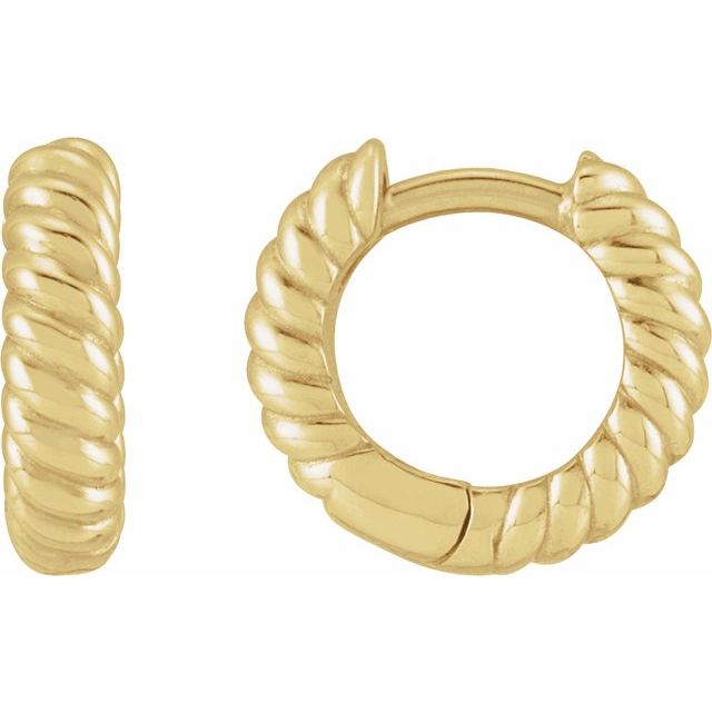 14K Right Hinged Rope Hoop Earring