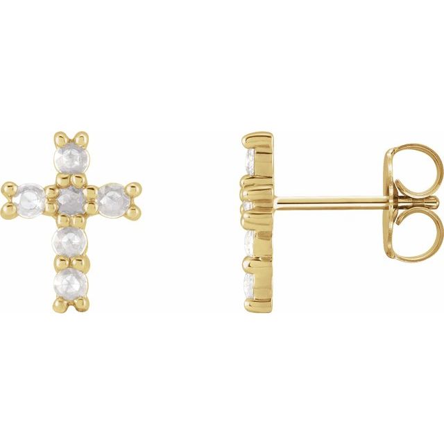14K 1/5 CTW -Cut Natural Diamond Cross Earings