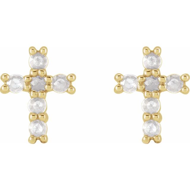 14K 1/5 CTW -Cut Natural Diamond Cross Earings