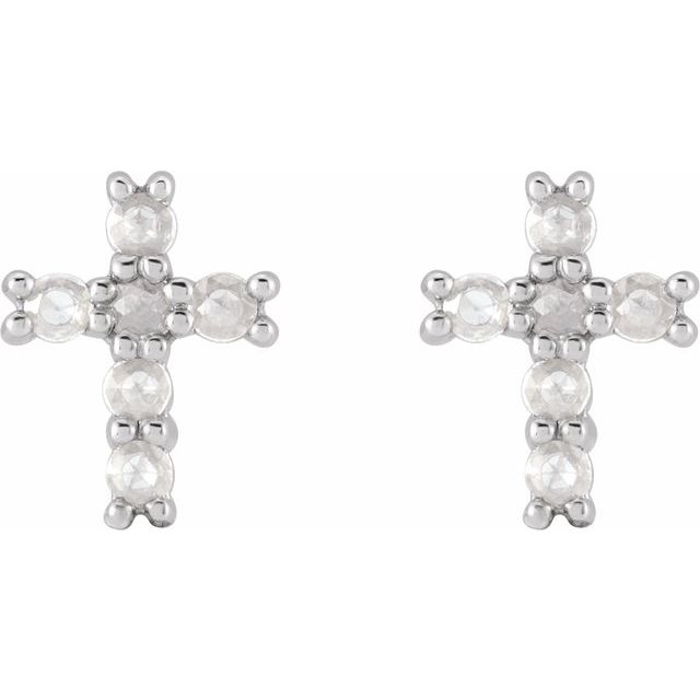 14WH 1/5 CTW -Cut Natural Diamond Cross Earings