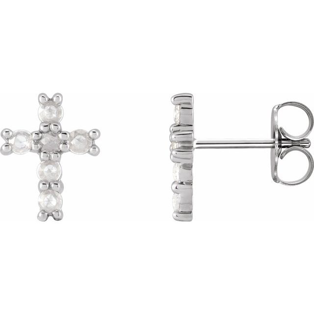 14WH 1/5 CTW -Cut Natural Diamond Cross Earings