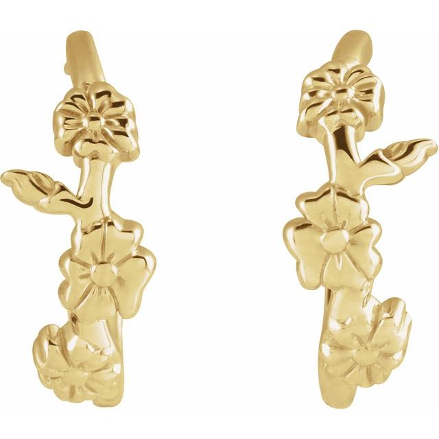 14K Floral Hoop Earrings
