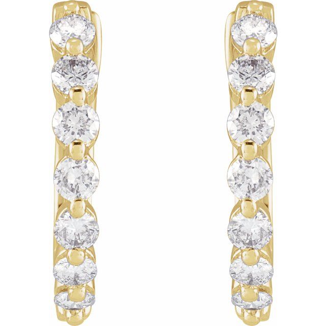14K 1/2 CTW Natural Diamond Hinged Hoop Earrings