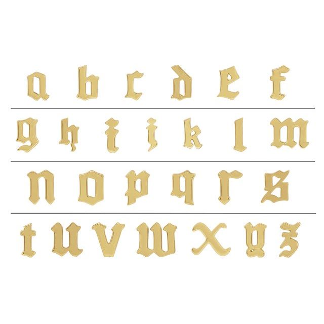 14K Gothic Initial A Earring