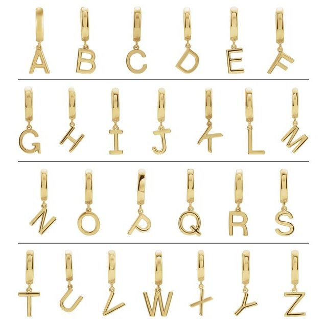 14K Initial K Hinged Huggie Earring