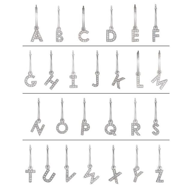 14K .025 CTW Natural Diamond Single Initial J Hoop Earring