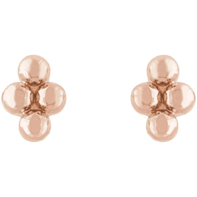 14K 4 Beads Stud Earrings
