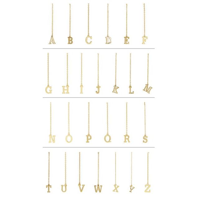 14K Single Initial E Chain Earring
