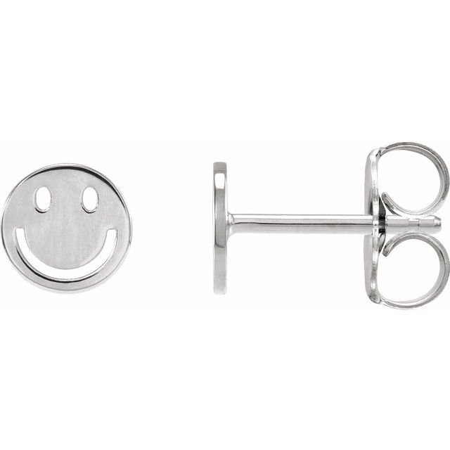 Sterling Silver Smiley Face Stud Earrings