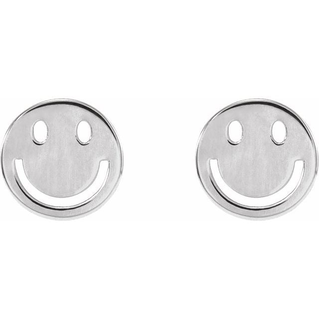 Sterling Silver Smiley Face Stud Earrings