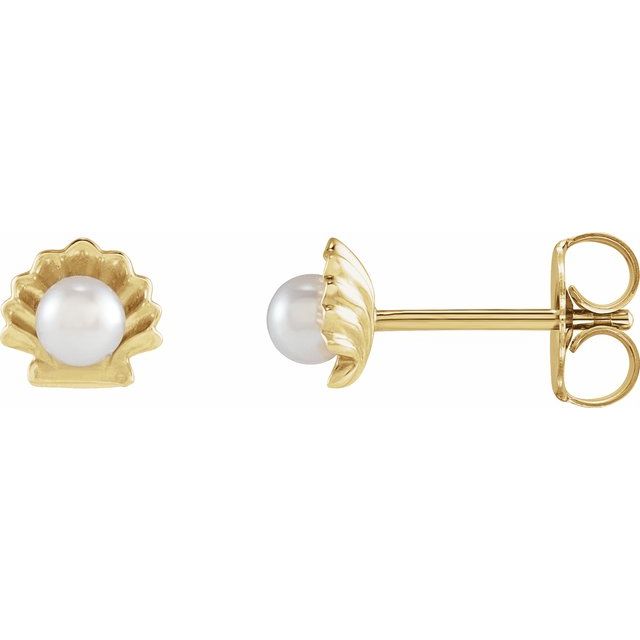 14K Cultured Seed Pearl Shell Earrings