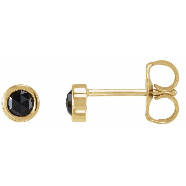 14K 1/5 CTW -Cut Natural Black Diamond Bezel-Set Earrings