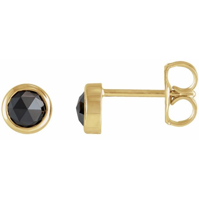 14K 1/2 CTW -Cut Natural Black Diamond Bezel-Set Earrings