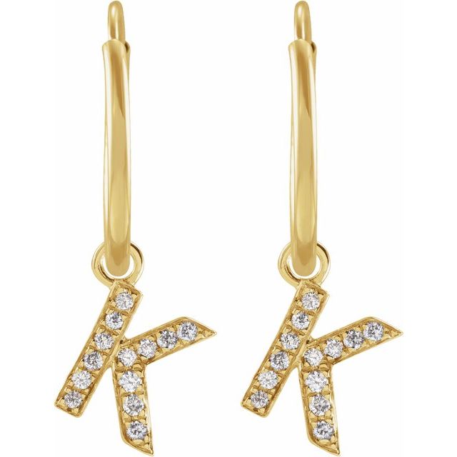 14K .03 CTW Natural Diamond Single Initial K Hoop Earring
