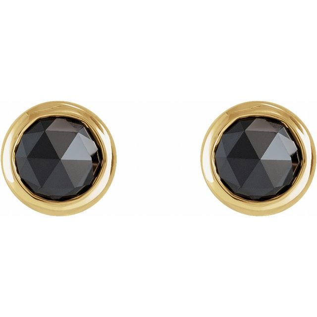 14K 1/2 CTW -Cut Natural Black Diamond Bezel-Set Earrings
