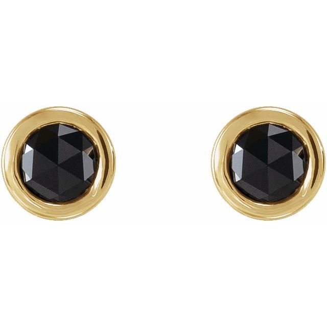 14K 1/5 CTW -Cut Natural Black Diamond Bezel-Set Earrings