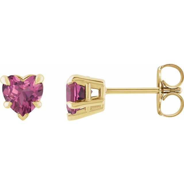 14K Natural Pink Tourmaline Stud Earring
