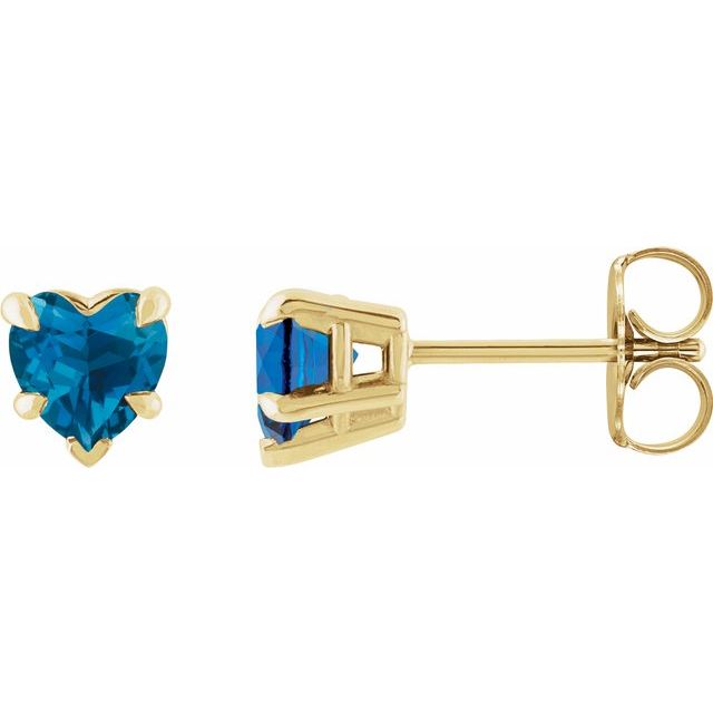 14K Natural London Blue Topaz Stud Earring