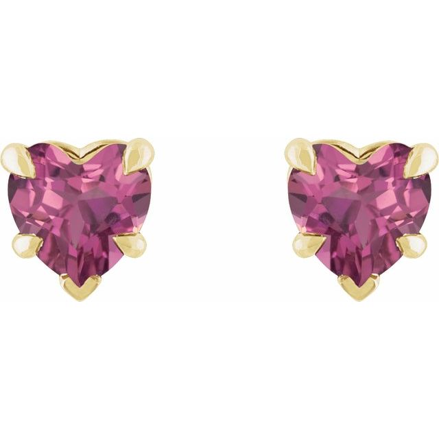 14K Natural Pink Tourmaline Stud Earring