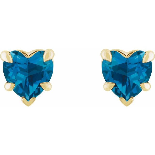 14K Natural London Blue Topaz Stud Earring