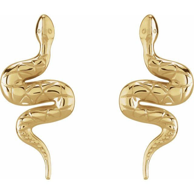 14K Pair Snake Friction Back Earring