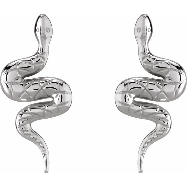 Sterling Silver Pair Snake Friction Back Earring