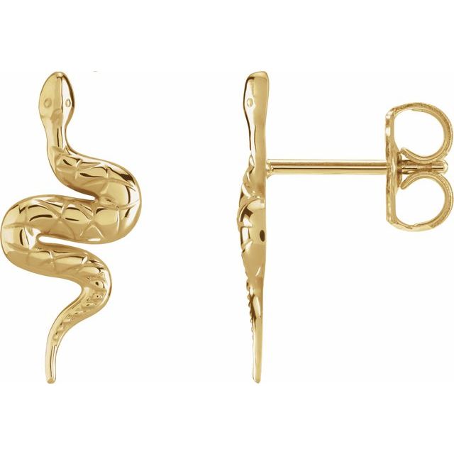 14K Left Snake Friction Back Earring