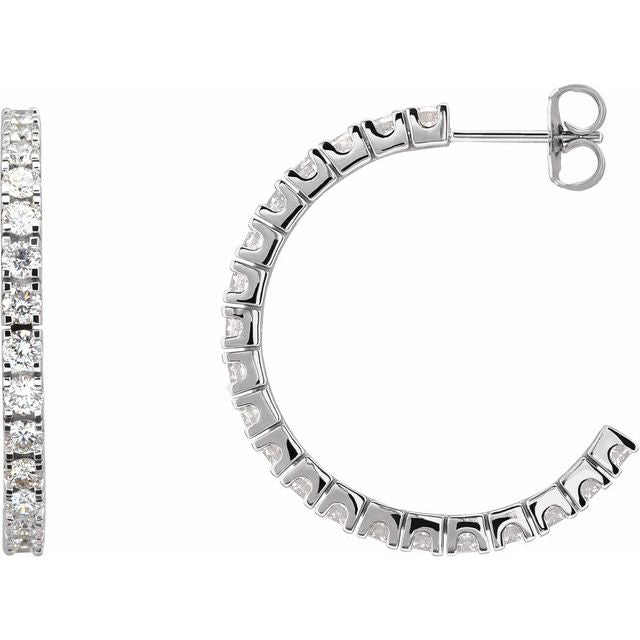14K 2 1/5 CTW Lab-Grown Diamond Hoop Earrings