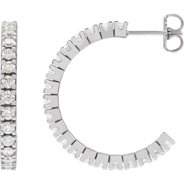 14K 1 5/8 CTW Lab-Grown Diamond Hoop Earrings
